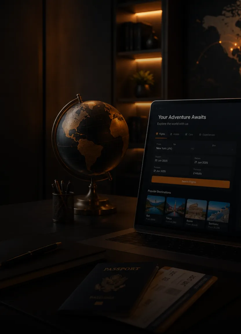 Booking Center en una tableta sobre un escritorio