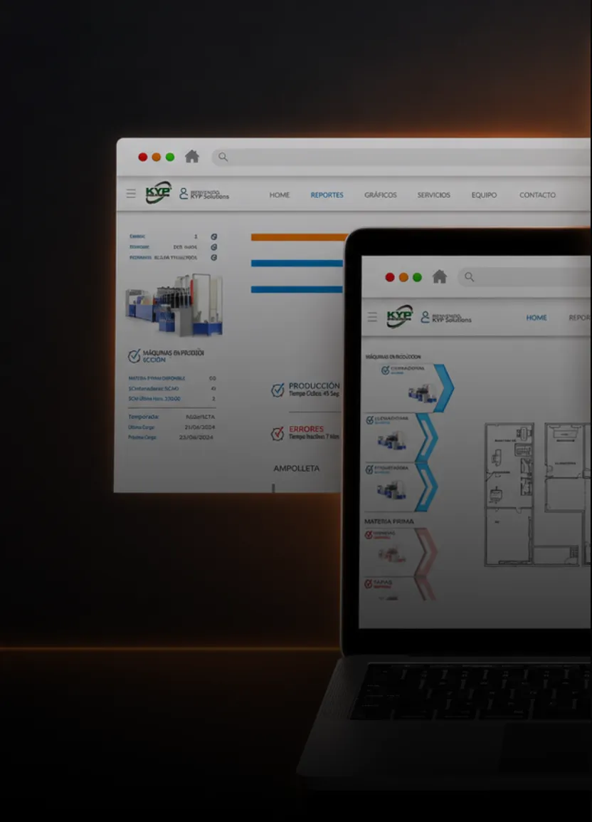 Gestor de producción CRM en un portátil y una pantalla