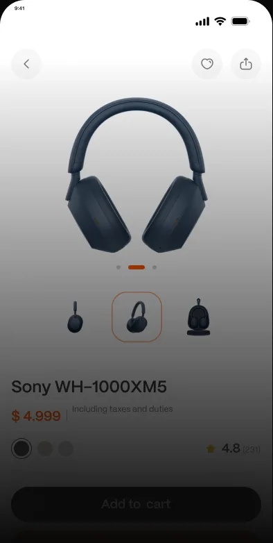 Ficha de producto de unos auriculares en una tienda online