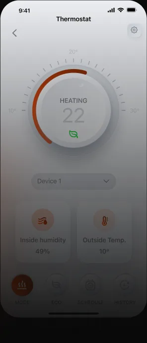 App de termostato con la temperatura de la calefacción